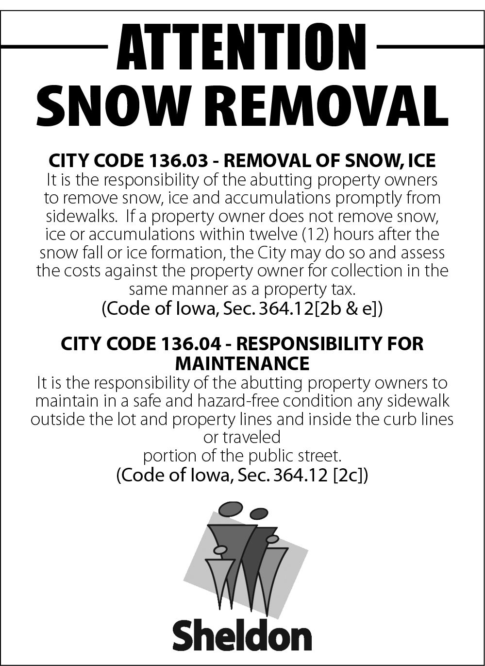 Scoop your sidewalks! City of Sheldon