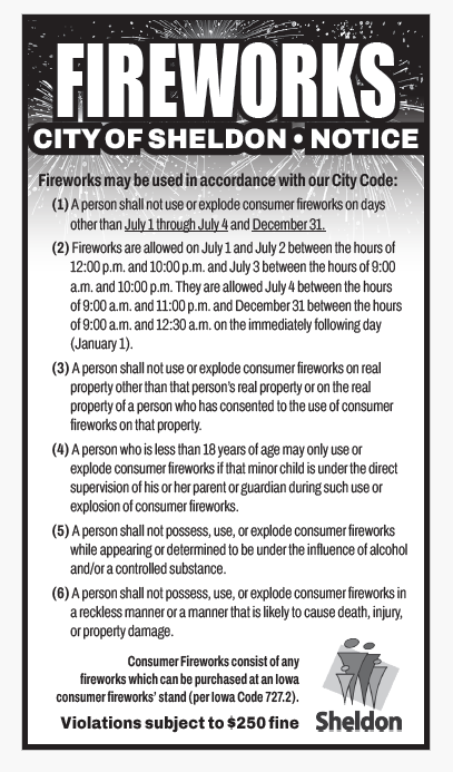 Fireworks only from July 1 to July 4.